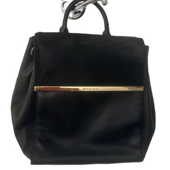 Michael Kors Lana Backpack black calf gold trim new without tags - Picture 1 of 12